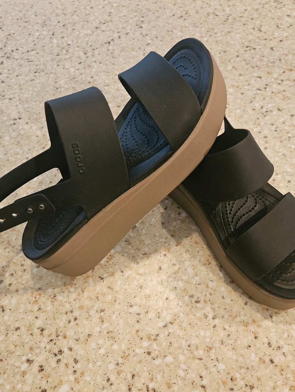 Crocs Brooklyn Low Wedge Sandals Black Mushroom Women’s 8
